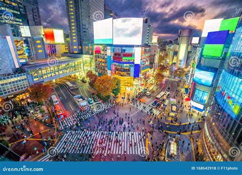 Shibuya Crossing From Top View At Twilight In Tokyo Stock Photo Image