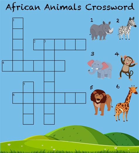 Set Of Wild Animal Crossword Puzzle 1343565 Vector Art At Vecteezy