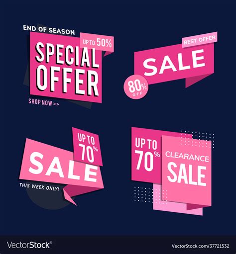 Shop Sale Promotion Advertisements Set Royalty Free Vector