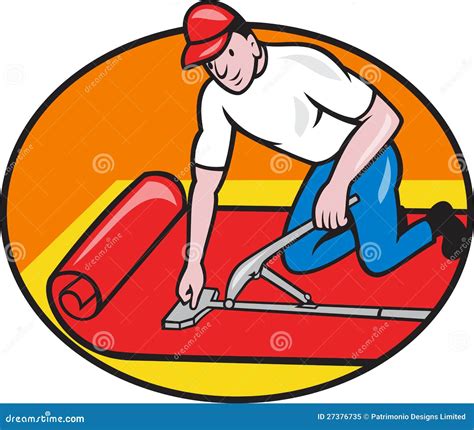 Carpet Layer Fitter Worker Cartoon Royalty Free Stock Photo Image