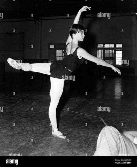 french actress dancer leslie caron is shown during ballet practice to keep fit for the filming