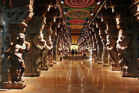 Beautiful Hall Of 1000 Pillars Madurai Temple India Hindu Temple