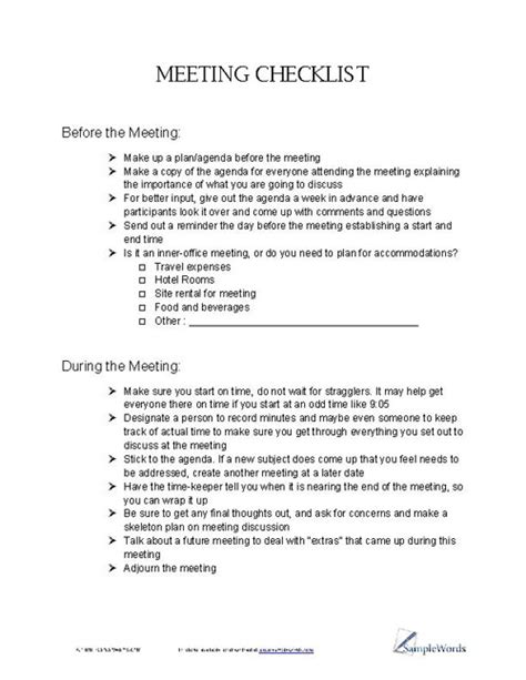 Meeting Checklist Download And View Pdf Template