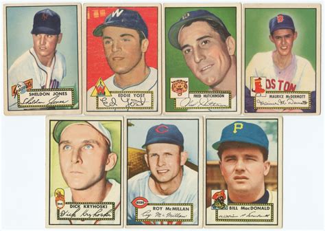 Lot Of 7 1952 Topps Baseball Cards With 119 Mickey Mcdermott 123