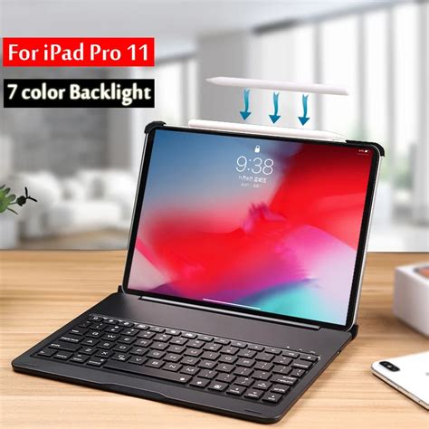 7 Colors Backlit Light Wireless Bluetooth Keyboard Cover Case For Ipad