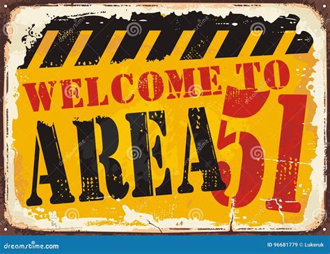 Welcome To Area 51 Retro Road Sign Stock Vector Illustration Of Joke