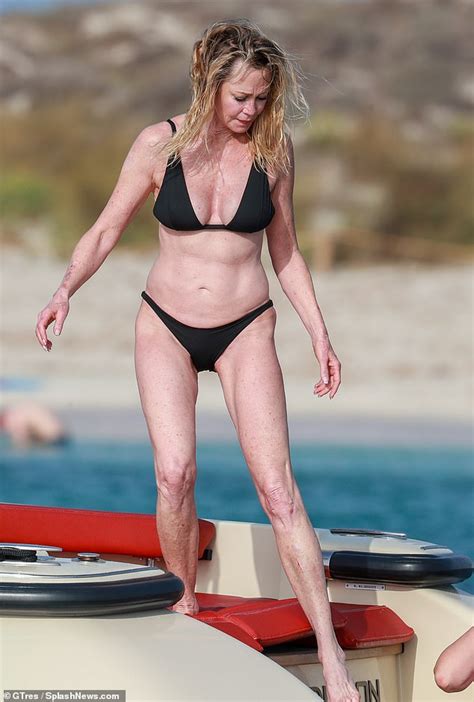 Melanie Griffith 61 Dons Stylish Black Bikini As She Suns Herself Off