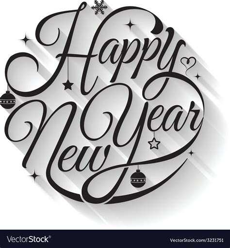 Happy New Year Text Circle Royalty Free Vector Image