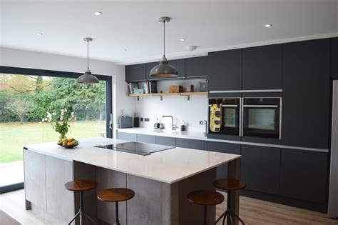 Classic gray and white dura supreme cabinetry. Handleless Modern Dark Grey Matt Kitchen Installation in London | Kitchens London