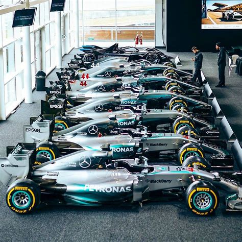 6 Of Lewis Hamiltons Cars At Mercedes Along With A Formula E Car R