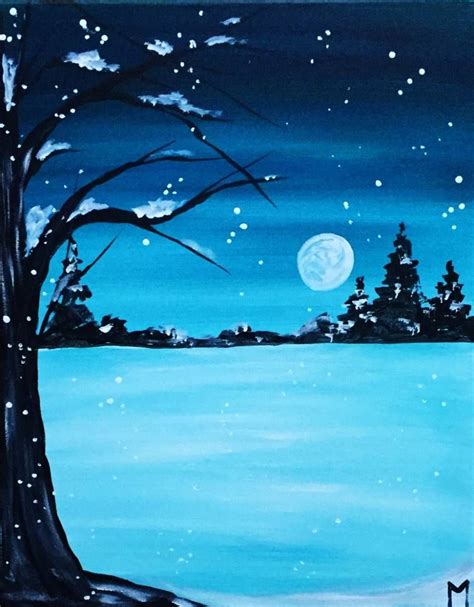 Simple Snow Winter Scene Paintings Scenery Paintings Christmas