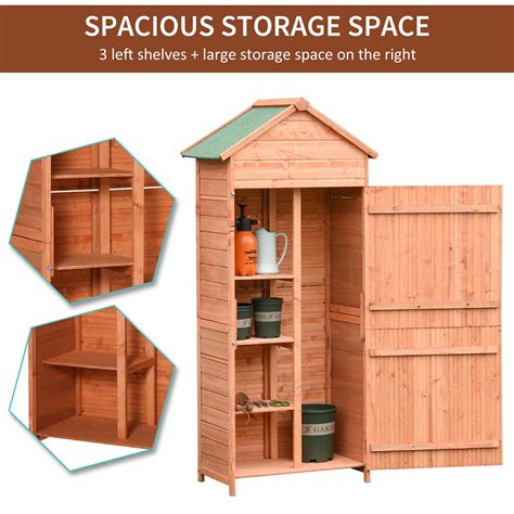 Outsunny 89 X 50cm 4 Tier Wooden Garden Storage Shed 3 Shelves Utility