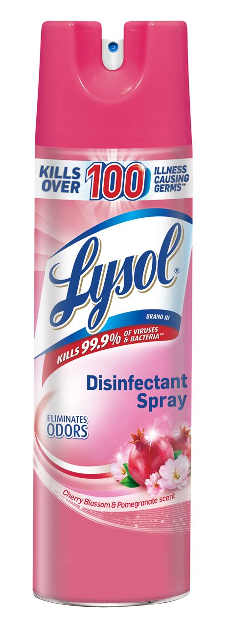 Our products are designed to provide germ protection and can kill 99.9% of viruses and bacteria on hard surfaces more information. Lysol Disinfectant Spray, Cherry Pomegranate, 19oz ...