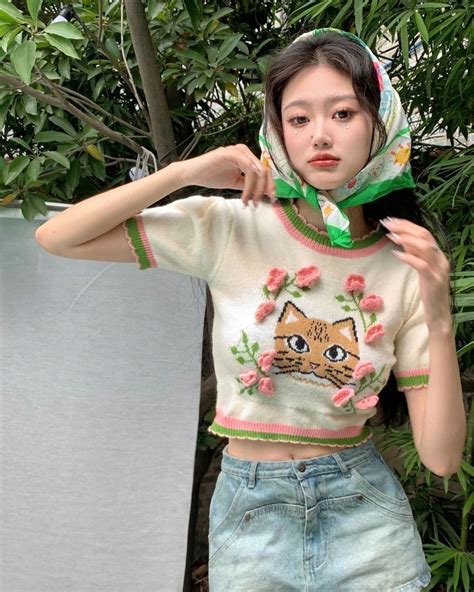 girls streetwear streetwear summer kawaii outfits aesthetic knit crop top fashion line