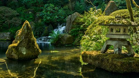 Photo Usa Japanese Garden Portland Nature Waterfalls Parks 3840x2160