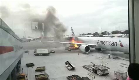 Cargo Loader Bursts Into Flames As Its Loading An American Airlines