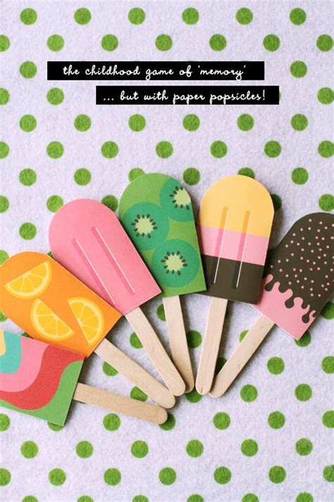 Diy Paper Popsicle Memory Game Eat Drink Chic Craft Stick Crafts