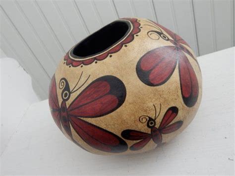 Southwest Painted Gourd Hand Painted Butterfly Gourd By Etsy In 2021