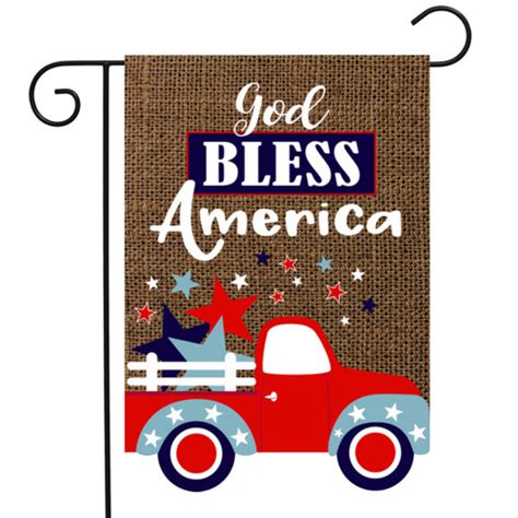 God Bless America Truck Burlap Garden Flag Briarwood Lane