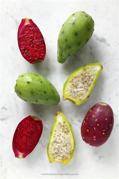 The reddish fruit of the prickly a soft fruit with a lot of juice and shiny red skin that is eaten as a vegetable either raw or cooked. How to peel and eat cactus fruit - The Other Side of the ...