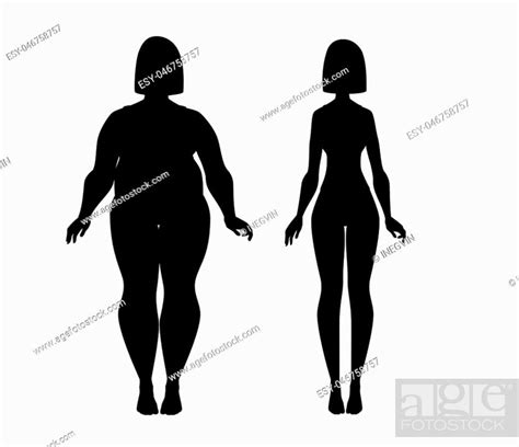 Fat And Slim Girl Female Body Before And After Weight Loss Diet And Fitness Stock Vector