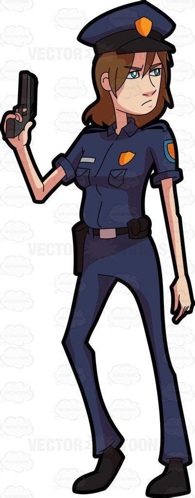 A Female Police Officer Posing With Her Handgun Products Police And Art