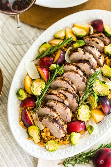 Brush the tenderloins with either a knife or a pastry brush with the glaze. Grilled Pork Loin with Roasted Harvest Vegetables
