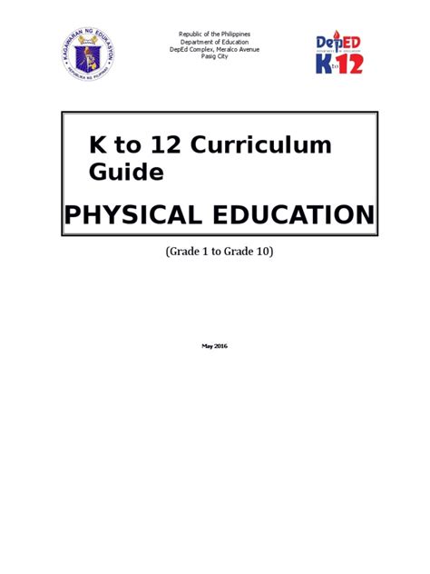 K To 12 Curriculum Guide Physical Education Physical Education