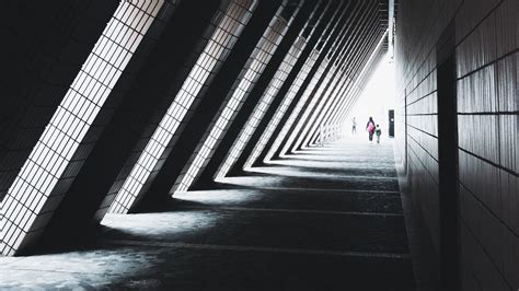Wallpaper Tunnel Silhouettes People Architecture