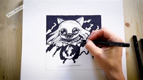Easy, step by step scary drawing tutorials. CUTE OR CREEPY? - Sketchbook drawing - YouTube