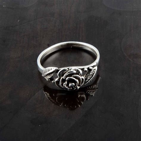 Rose Ring Rose Silver Ring Vintage Style Silver Ring Women Etsy