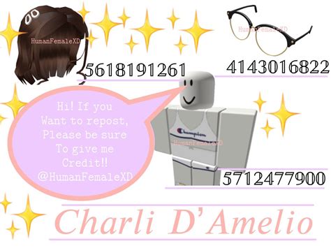 Enjoy some cute codes and comment for a part2 xx. Charli D'Amelio Outfit Code | Coding, Roblox roblox, Roblox