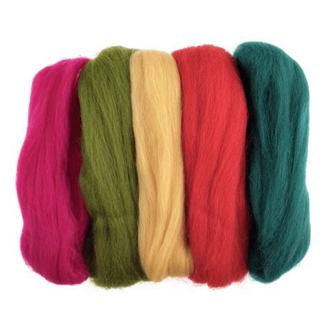 Natural Wool Roving 50g Assorted Brights Trimits Groves And Banks