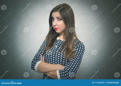 Offended Woman Resentful Girl Portrait Stock Image Image Of Impression Business 111876475
