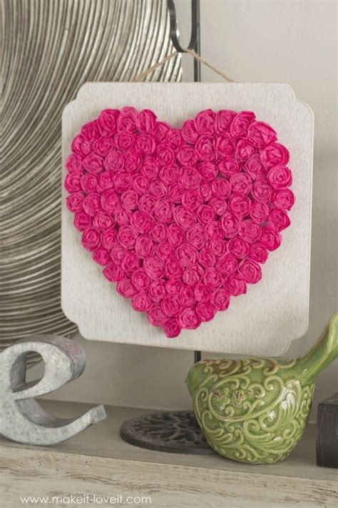 Diy Crepe Paper Rose Heartinexpensive Valentine Decor Or Any Time Of