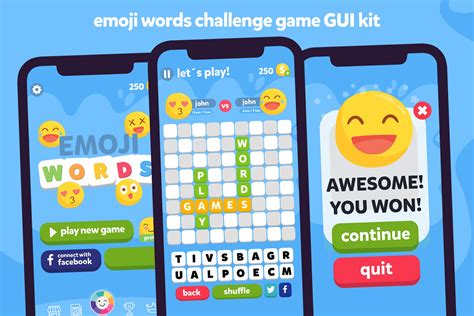 Emoji Words Game Gui Assets Kit Vector Graphics ~ Creative Market