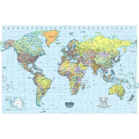 Laminated World Map World 50 Width X 33 Height