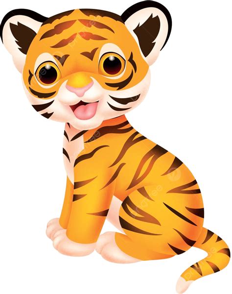Kartun Bayi Harimau Yang Lucu Mengisolasi Masa Kecil Yang Menggemaskan
