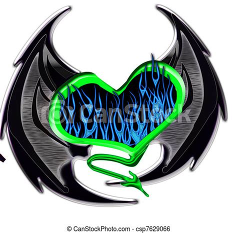 Flaming Green Heart With Wings A Vector I Made Started In Illustrator