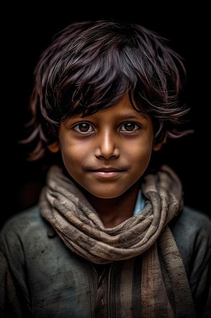 Premium Ai Image Portrait Of Indian Poor Kid Is Smiling