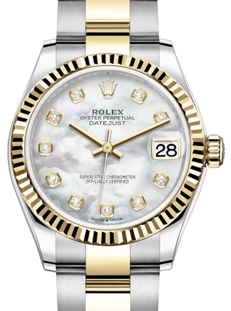 Rolex Lady Datejust Yellow Gold Steel White Mother Of Pearl Diamond