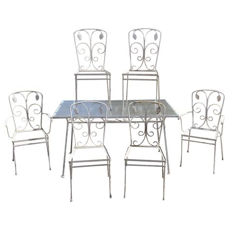 Vintage Salterini Wrought Iron Dining Set With Eight Chairs And