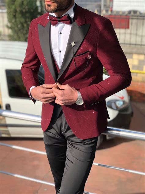 Buy Claret Red Slim Fit Tuxedo By With Free Shipping