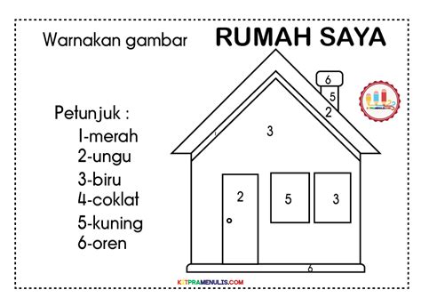Lembaran kerja pekerjaan tidak beruniform prasekolah. Lembaran Kerja Warna Rumah Saya Prasekolah | KitPraMenulis