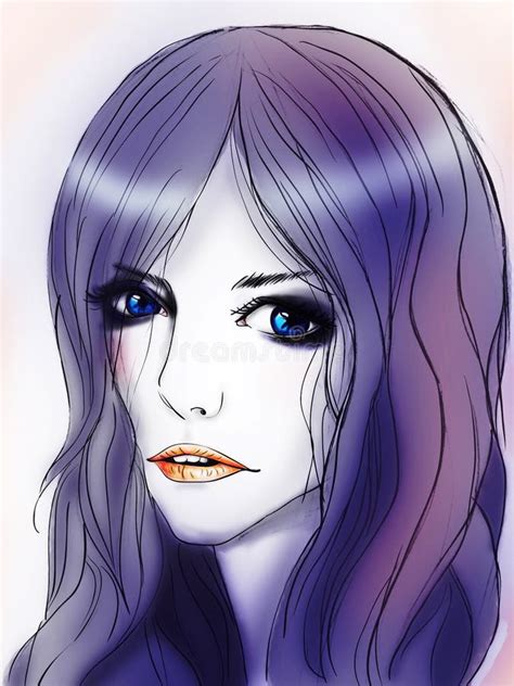 Girl With Purple Hair Stock Illustration Illustration Of Hair 45047280