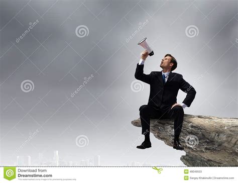 Businessman Announcing Something Stock Image - Image of caucasian, holding: 48049553