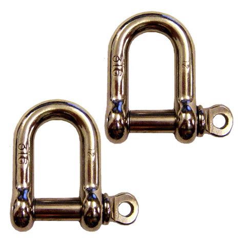 38 Screw Pin D Shackle Stainless Steel 2 Pack