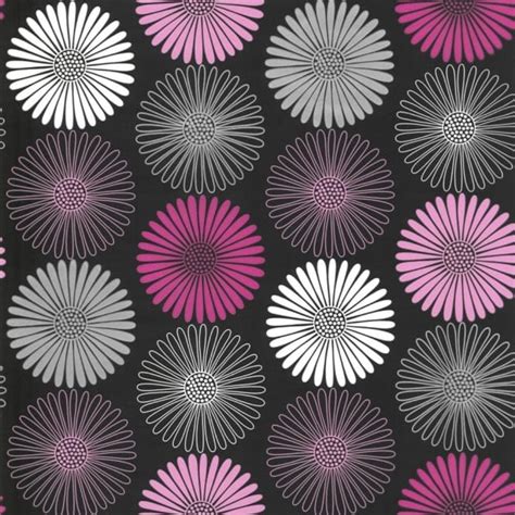 Arthouse Opera Daisy Wallpaper Black / Pink (617004) - Wallpaper from I