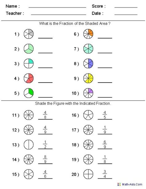 Compare, order and reduce the fractions; Math-Aids.Com | Printable Math Worksheets for V...