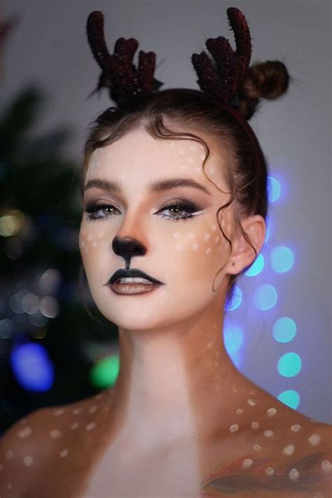 Horrifying Halloween Makeup Ideas For Women Halloween Makeup Deer Costume Makeup Holiday